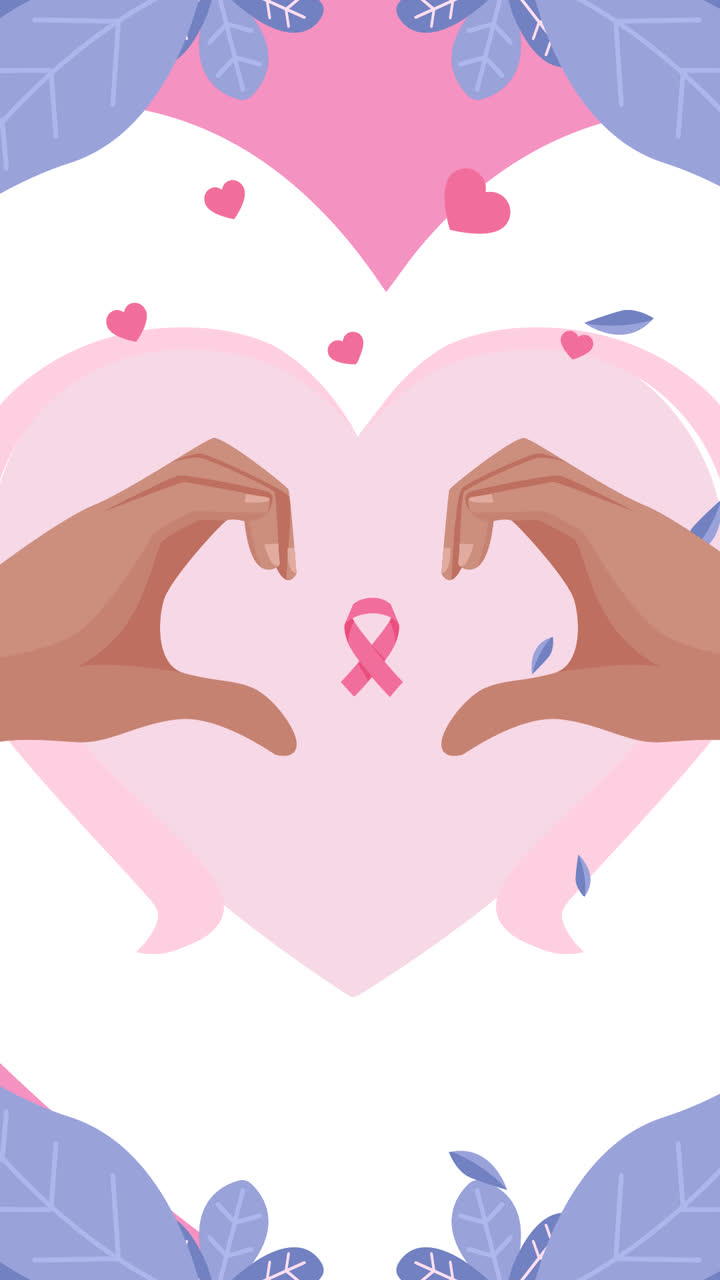 An animation of Hand drawn flat breast cancer awareness month background