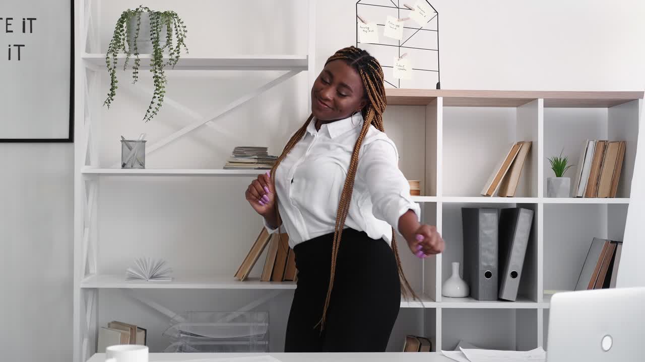 finish work happy woman paper report excited