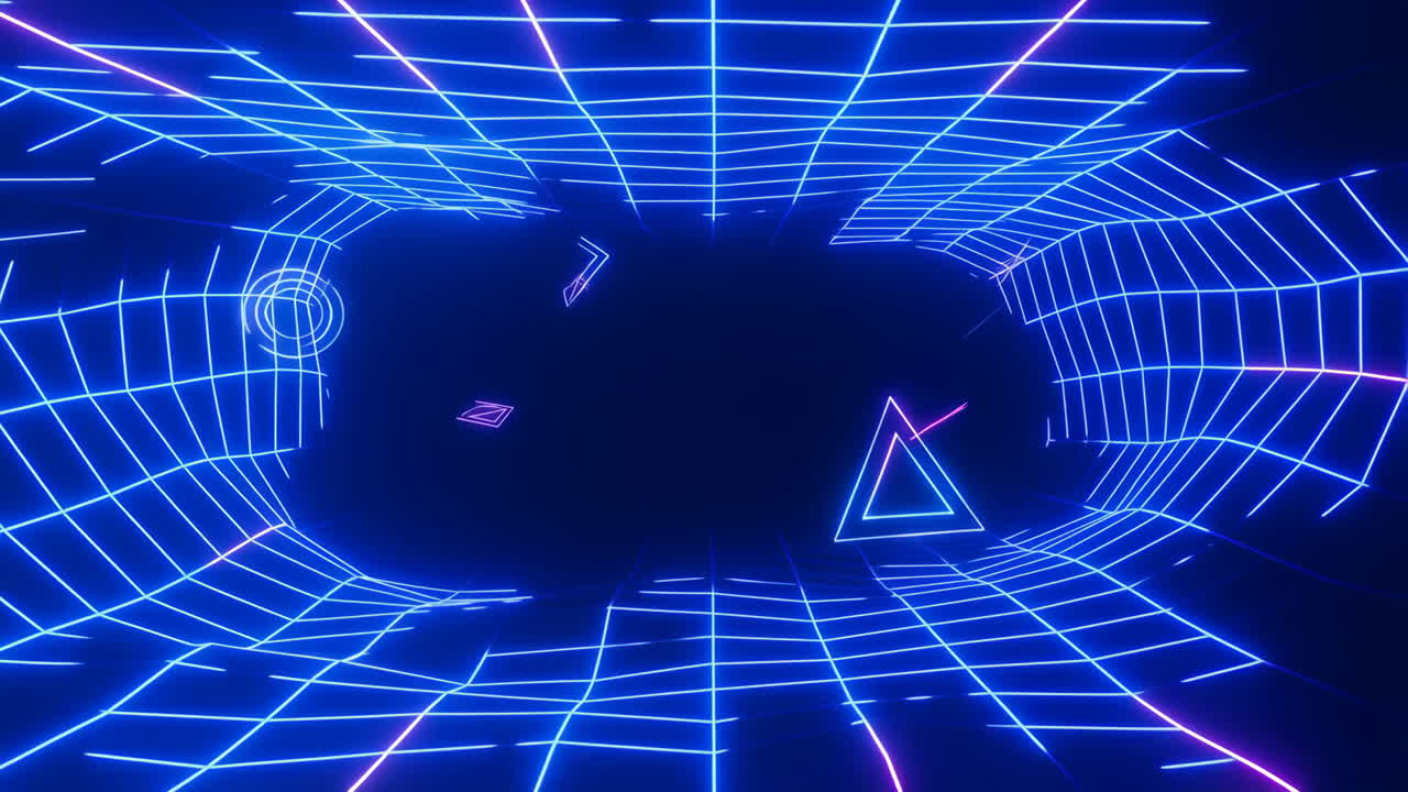 Neon Grid Abstract Tunnel Background