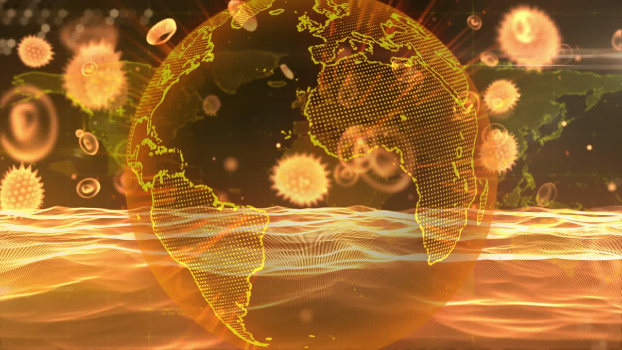세계 지구를 배경으로 한 코로나 바이러스의 애니메이션