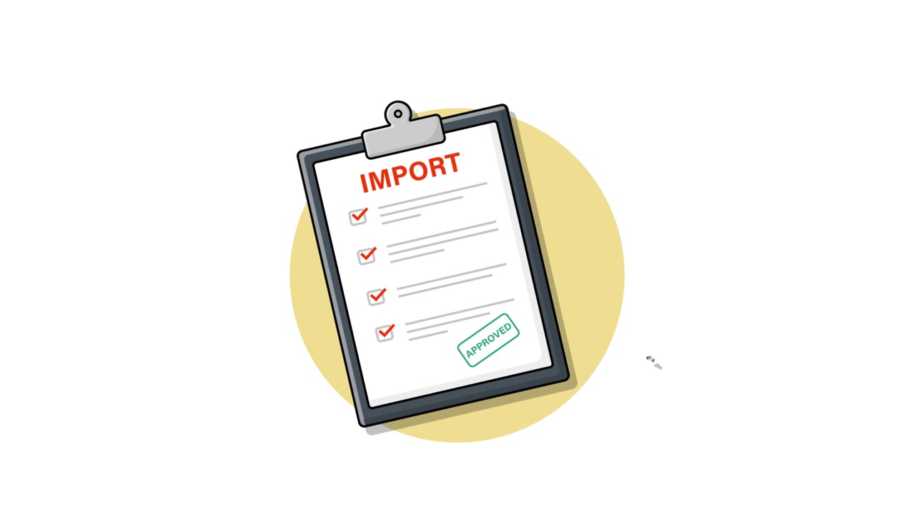 Cartoon Animation of Import Document Being Approved
