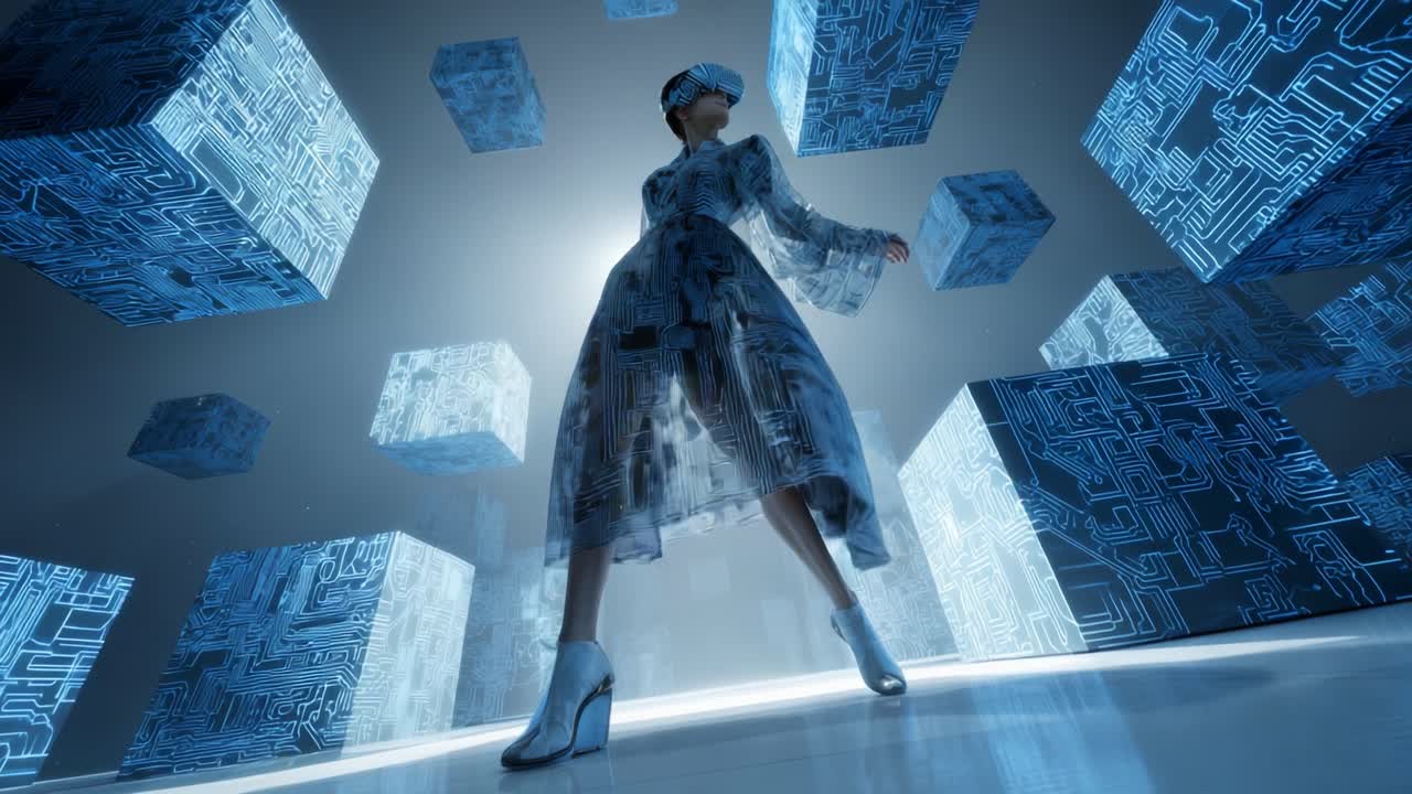 Woman in VR Headset in a Cyberpunk World