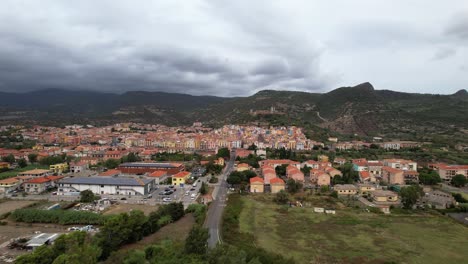 trackingshot to city bosa in sardinia