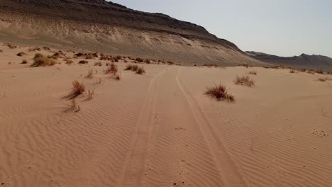 conduciendo sobre una pequeña duna en el desierto
