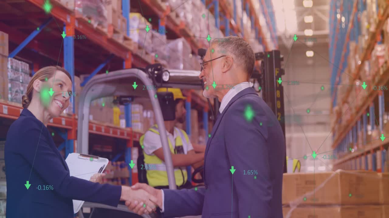 animación de la red de conexiones a través de diversas personas de negocios que se dan la mano