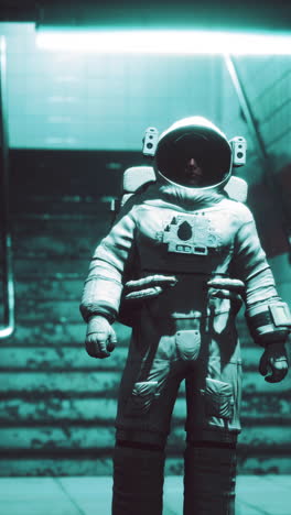 astronauta en el corredor de la nave espacial