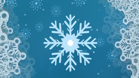 Animation-of-falling-snowflakes-on-blue-background