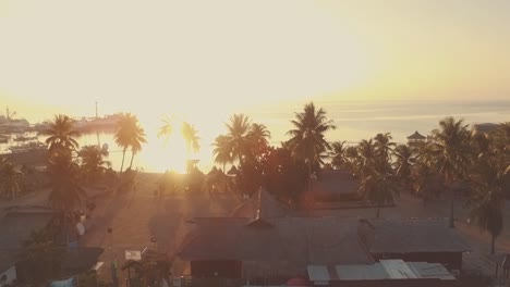 drone revealing shot of the sunrise