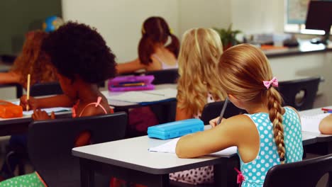 schoolgirl doing her homework