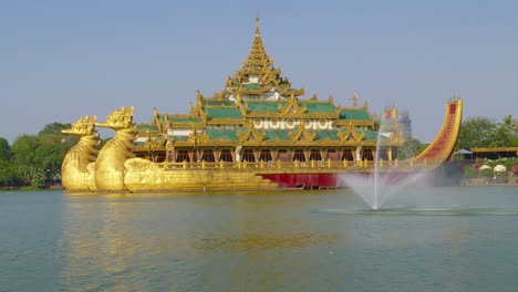 floating barge karaweik in yangon, myanmar