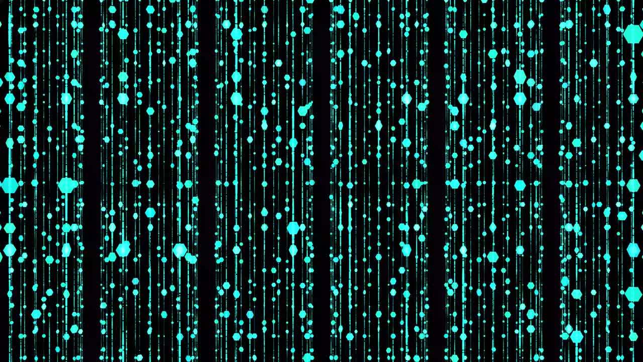Digital data streaming in binary lines down the screen for background animation - zoom out