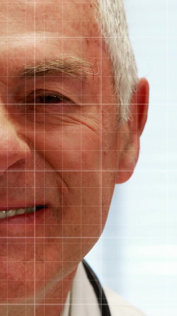 Animation of financial data processing over caucasian doctor