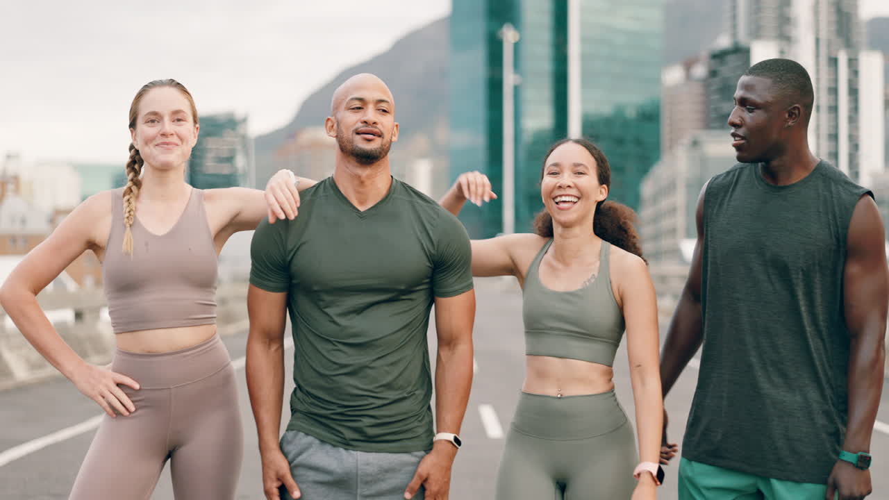 운동 후 웃음을 즐기는 친구들