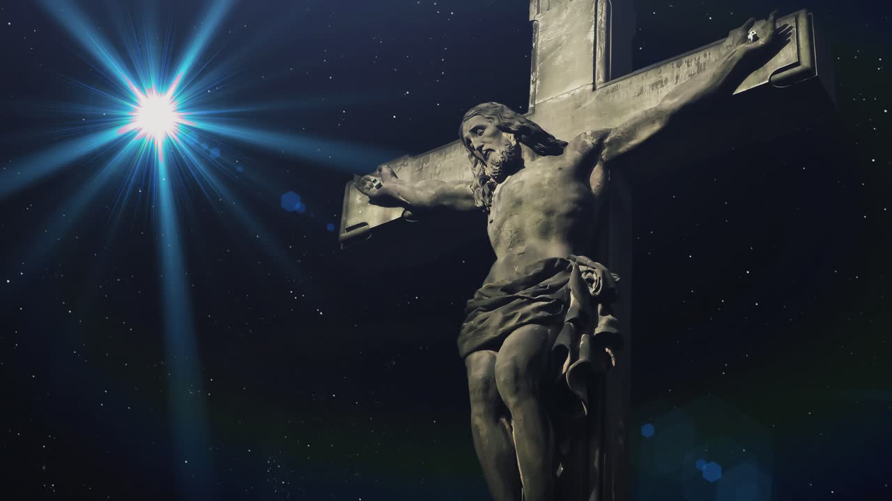 jesucristo en la cruz sobre un fondo de luz brillante