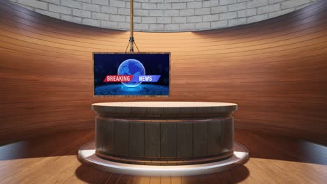 3d virtual tv studio news , tv on wall.3d virtual news studio background loop