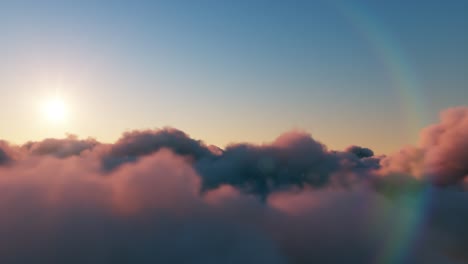amanecer o atardecer por encima de las nubes