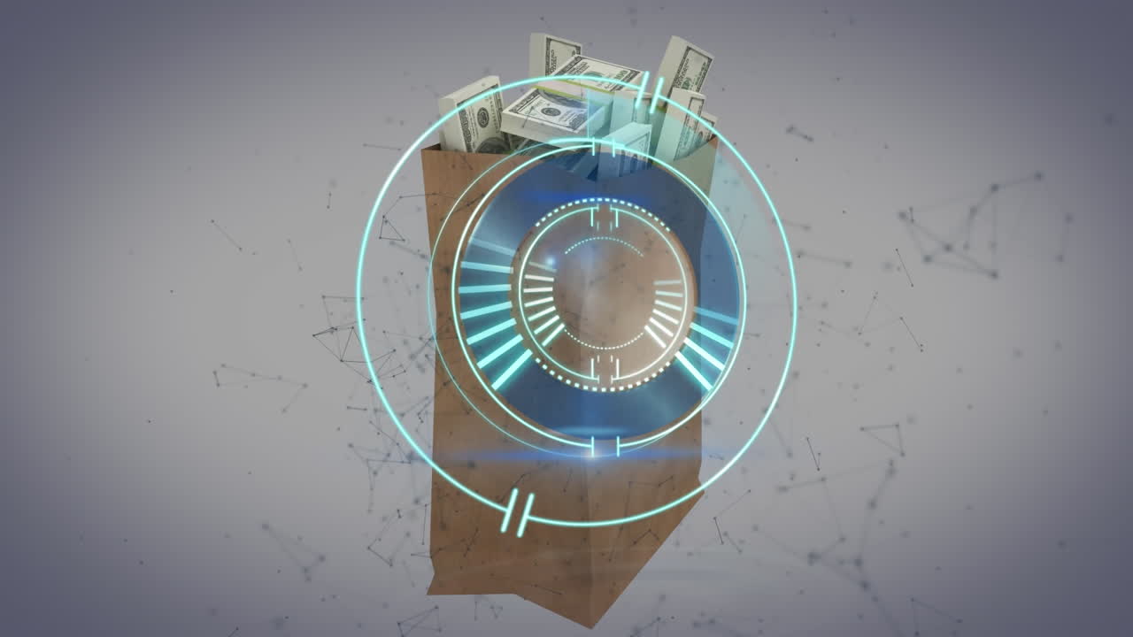 animación del círculo de carga sobre la billetera con dinero