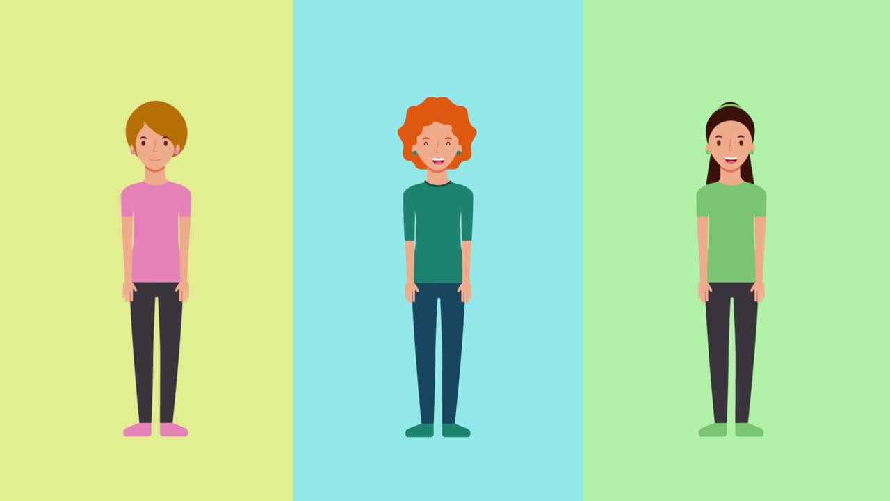 trabajo en equipo personajes femeninos