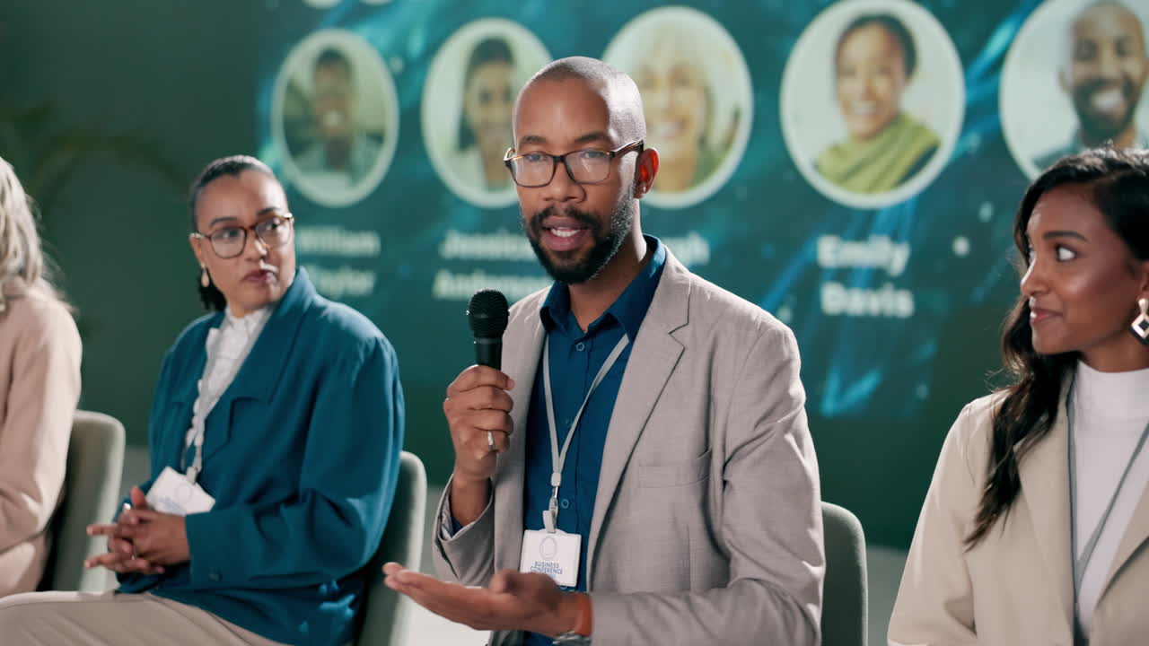 Panel discussion at a business conference