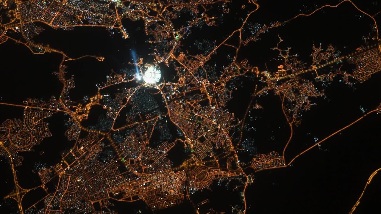 우주에서 볼 수 있는 지구. 대도시 지역. nasa 공공 도메인 이미지