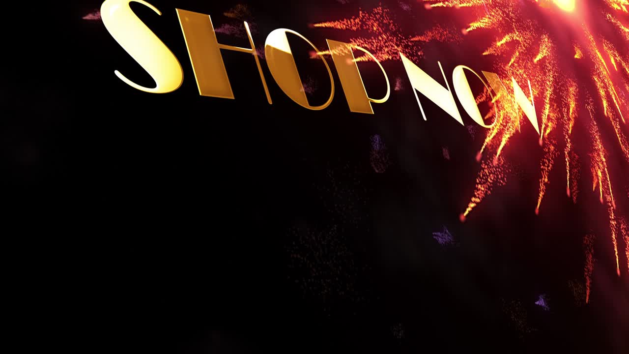 아브스트랙트 금빛 반이는 반이는 불꽃놀이 입자 루프 된 배경으로 금색 문자 인사 배너 4k 3d 프로모션, 크리스마스 새해 휴가 축제 판매 이벤트 소개.