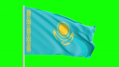 bandera nacional de kazajstán ondeando en el viento en pantalla verde con mate alfa