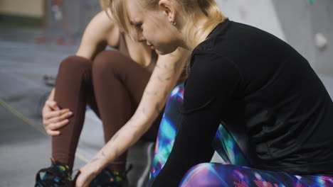 people in a climbing wall centre