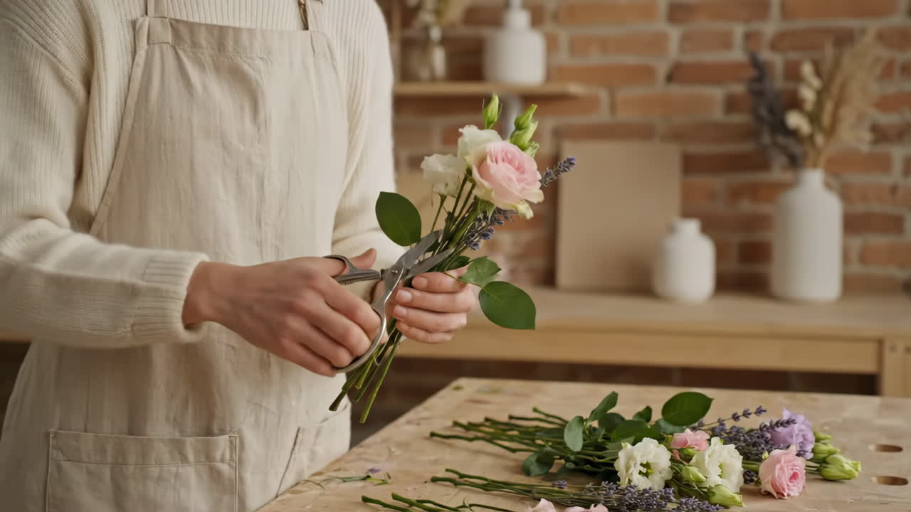 꽃 가게 에서 꽃 을 정리 하는 일