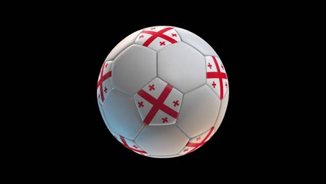 soccer ball with flag georgia, on black background loop alpha. 3d rendering