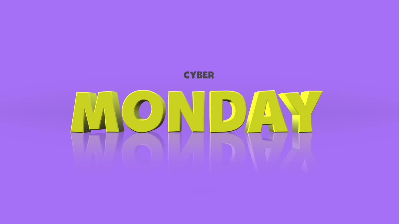 texto de dibujos animados del lunes cibernético en degradado púrpura