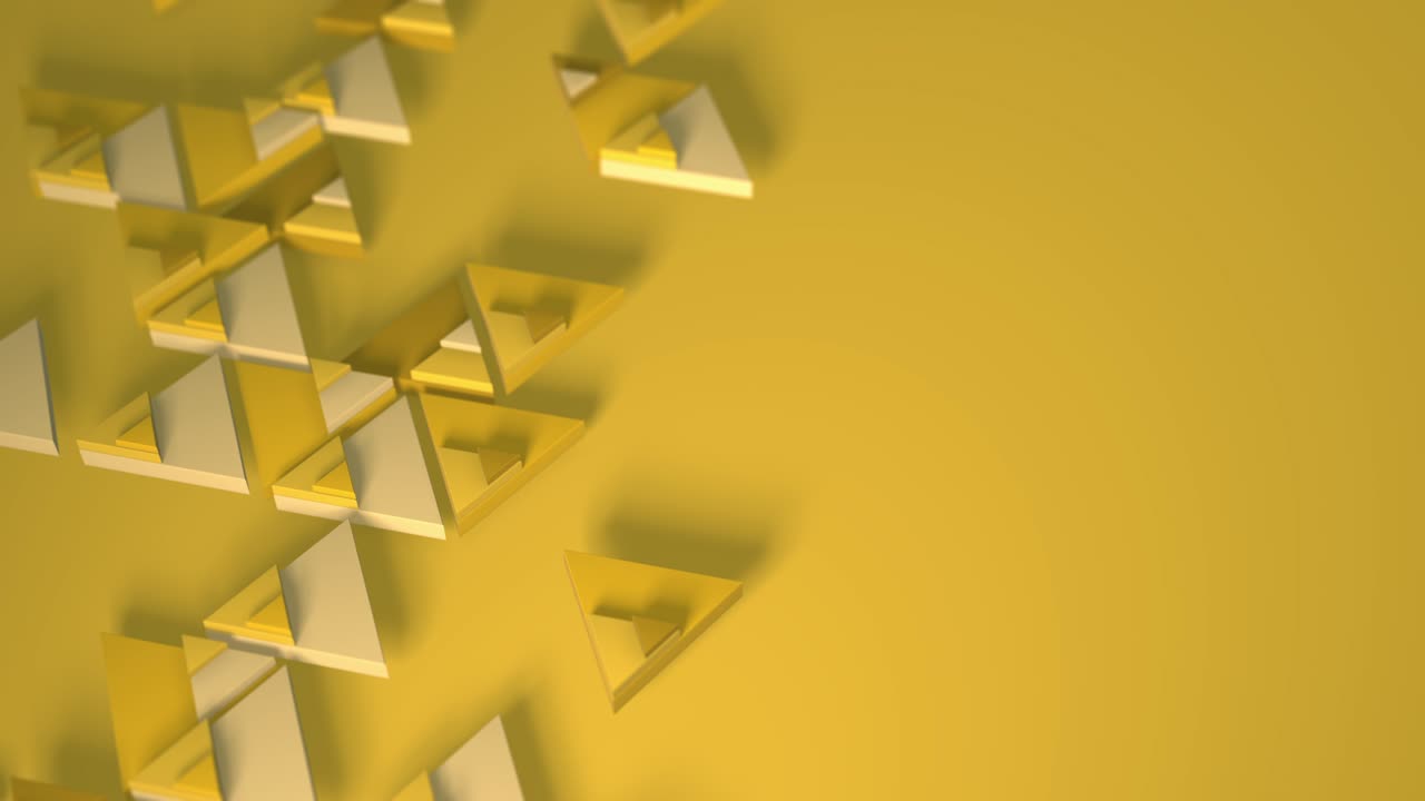 color amarillo soleado del minimalismo. enfoque selectivo. medio marco. representación 3d de animación en bucle con el movimiento de triángulos geométricos. fondo sin fin para la presentación. animación de negocios