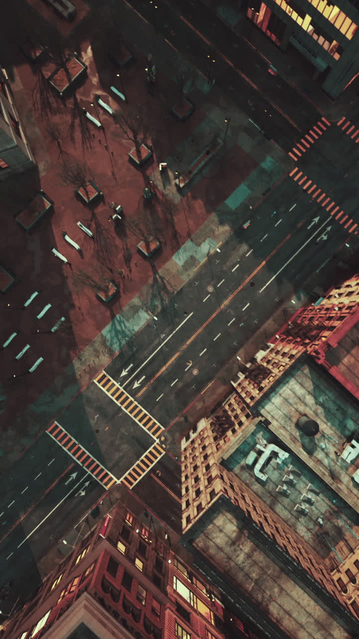 vista aérea de la calle de la ciudad por la noche