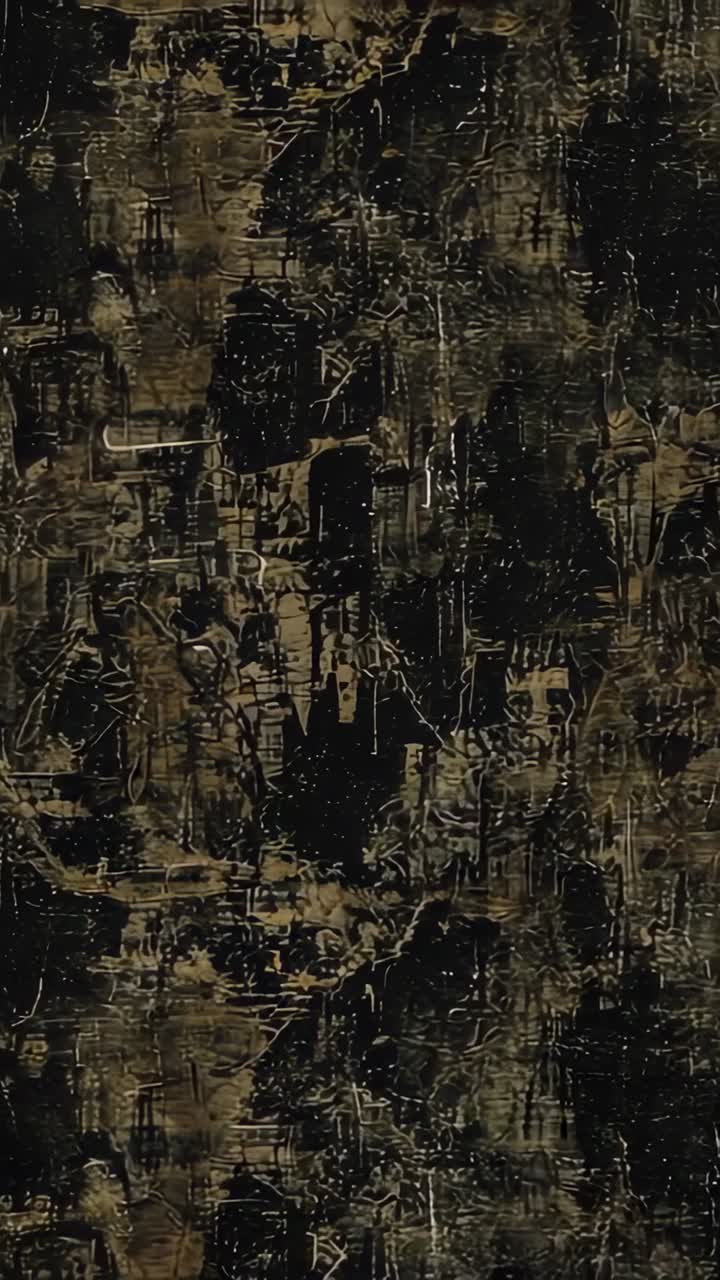 Vertical video: Looping abstract pattern filling view and staying static with dark brown-black hues