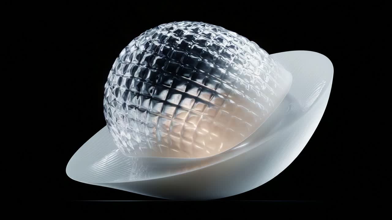 A Stunning Art Piece Showcasing a Translucent Glass Sculpture Resembling an Orbiting Planet, Illuminated from Within, Blending Modern Design with Timeless Elegance