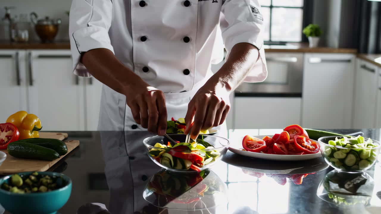 Chef Preparing a Delicious Vegetable Salad
