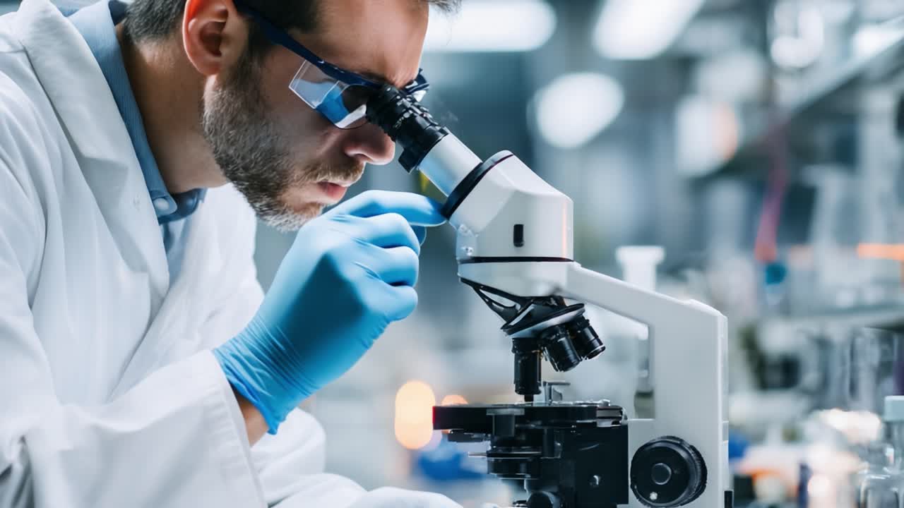 A Focused Researcher Examines Samples Through a Microscope in a State-of-the-Art Laboratory Environment, Highlighting the Importance of Scientific Investigation