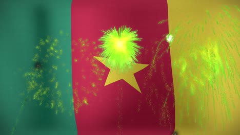 animation of confetti over flag of cameroon