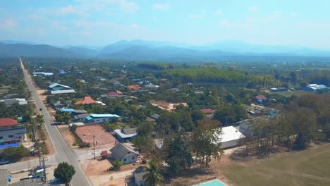 the drone shot of rural area in asian country