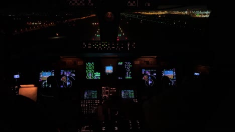 unique jet cockpit view during a real landing at athens airport at night