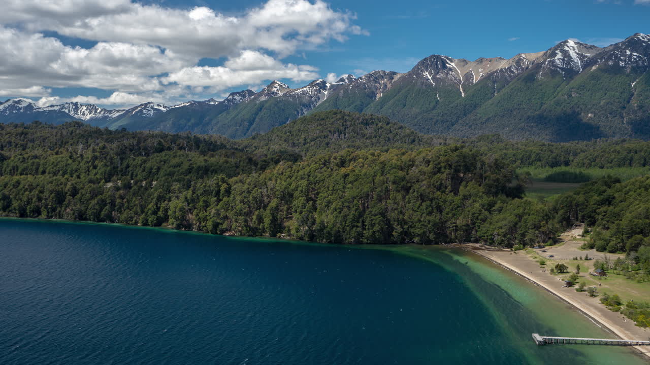 Hyperlapse Timelapse of Sky Above Andes Montains and Glacial Lake in Patagonia, Bariloche, Argentina