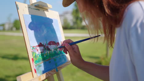 woman painting a landscape outdoors