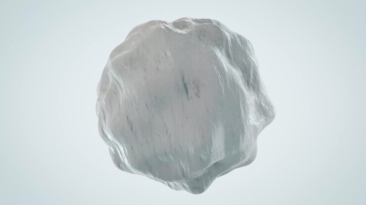 Animation Of Icy Snowball Floating and Spinning. abstract