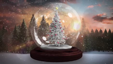 Animation-Des-Weihnachtsbaums-über-Der-Winterlandschaft