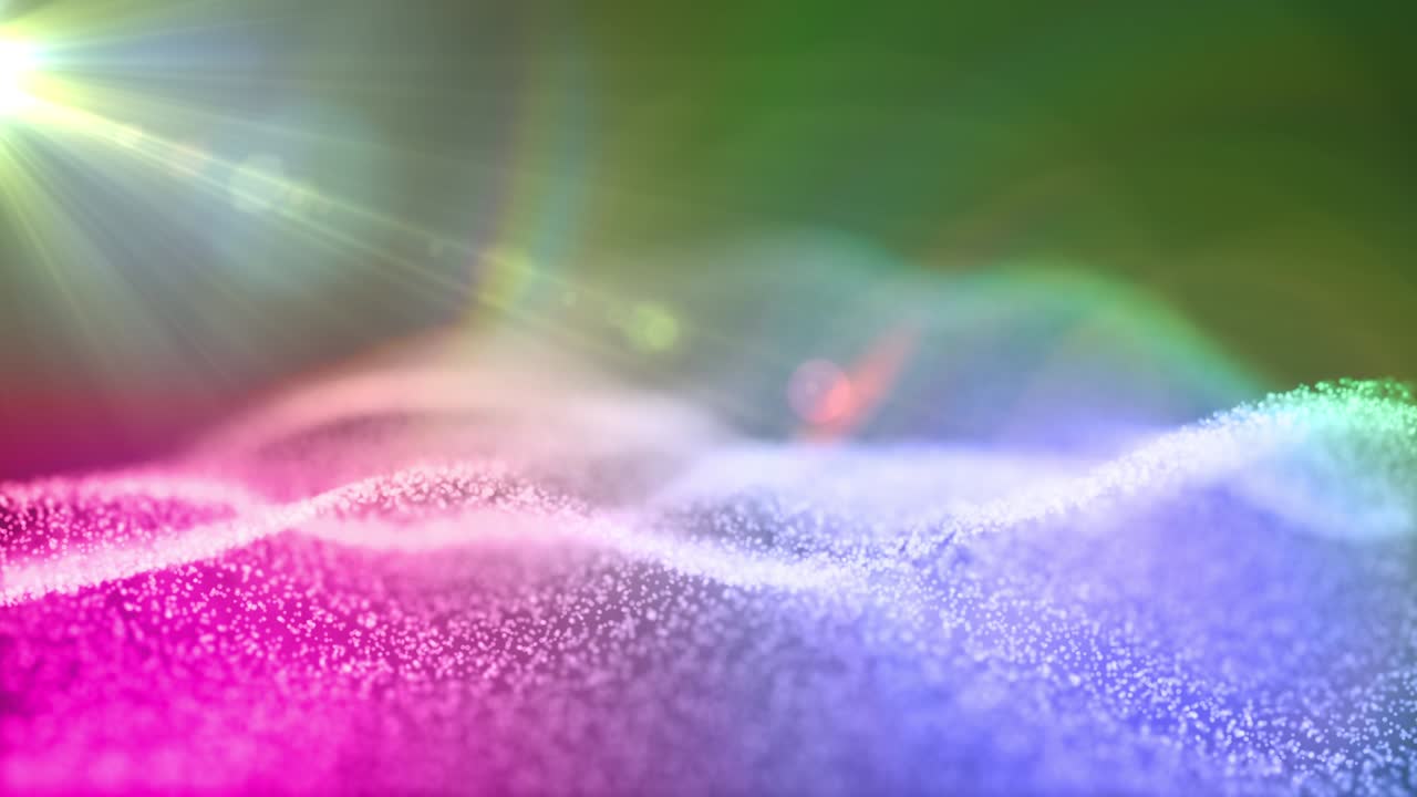 움직이는 입자와 함께 추상적인 다채로운 배경.