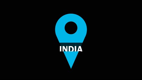 Animación-Del-Logotipo-De-Ubicación-De-India-Sobre-Fondo-Negro.