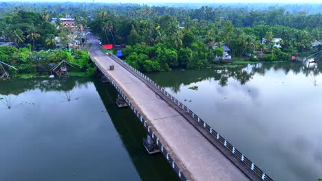 aerial view of a bridge over a river in kerala, india