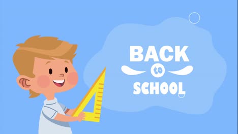 back to school lettering with boy student