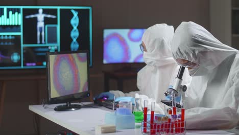 diverse team of scientists is working on a vaccine in a modern scientific research laboratory. genetic engineer workplace. future technology and science concept