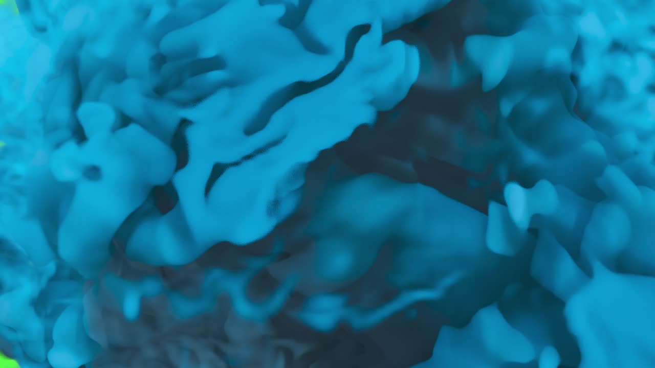 explosión de tinta azul en la pantalla verde