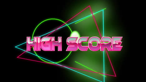animation of high score text over neon shapes